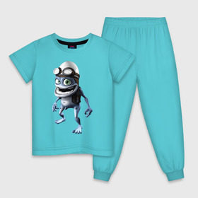 Детская пижама хлопок с принтом Crazy frog в Новосибирске, 100% хлопок |  брюки и футболка прямого кроя, без карманов, на брюках мягкая резинка на поясе и по низу штанин
 | crazy frog | крейзи фрог | крэйзи фрог | лягушка