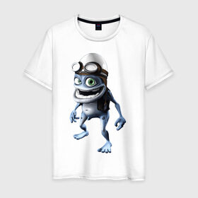 Мужская футболка хлопок с принтом Crazy frog в Новосибирске, 100% хлопок | прямой крой, круглый вырез горловины, длина до линии бедер, слегка спущенное плечо. | crazy frog | крейзи фрог | крэйзи фрог | лягушка
