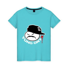 Женская футболка хлопок с принтом Yung Onix в Новосибирске, 100% хлопок | прямой крой, круглый вырез горловины, длина до линии бедер, слегка спущенное плечо | gangsta | gansta | hip | hip hop | hop | rap | оникс | рэп | рэпчина | хип | хип хоп | хипхоп | хоп