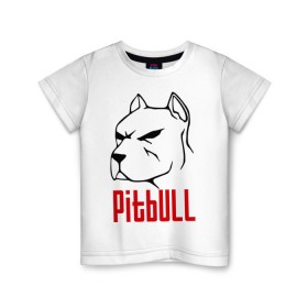 Детская футболка хлопок с принтом Pitbull (Питбуль) в Новосибирске, 100% хлопок | круглый вырез горловины, полуприлегающий силуэт, длина до линии бедер | спартак