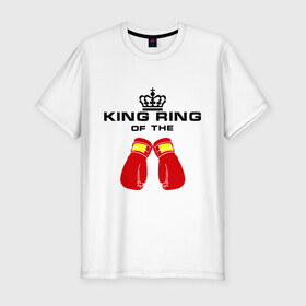 Мужская футболка премиум с принтом King of the ring в Новосибирске, 92% хлопок, 8% лайкра | приталенный силуэт, круглый вырез ворота, длина до линии бедра, короткий рукав | емельяненко