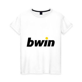 Женская футболка хлопок с принтом Bwin в Новосибирске, 100% хлопок | прямой крой, круглый вырез горловины, длина до линии бедер, слегка спущенное плечо | bwin | букмейкеры | букмекеры | выигрыш | контора | ставки