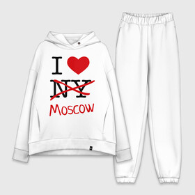 Женский костюм хлопок Oversize с принтом I love Moscow (2) в Новосибирске,  |  | i love | i love moscow | i love new york | moscow | new york | москва | нью йорк | столица | я люблю москву | я люблю нью йорк