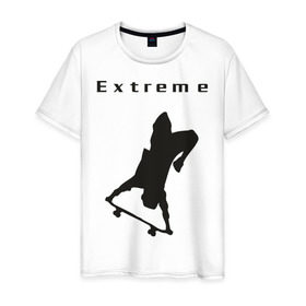 Мужская футболка хлопок с принтом Нереальный экстрим в Новосибирске, 100% хлопок | прямой крой, круглый вырез горловины, длина до линии бедер, слегка спущенное плечо. | skate | skateboard | борд | доска | нереальный экстрим | скейт | скейтборд | экстрим