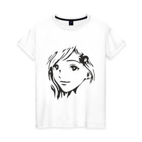 Женская футболка хлопок с принтом Anime девочка в Новосибирске, 100% хлопок | прямой крой, круглый вырез горловины, длина до линии бедер, слегка спущенное плечо | anime | аниме | лицо | лицо девушки в стиле аниме.девушка