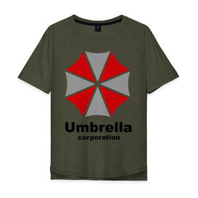 Мужская футболка хлопок Oversize с принтом Umbrella corporation в Новосибирске, 100% хлопок | свободный крой, круглый ворот, “спинка” длиннее передней части | resident evil | umbrella corporation | амбрелла | корпорация | логотип | обитель зла
