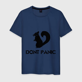Мужская футболка хлопок с принтом Don`t panic в Новосибирске, 100% хлопок | прямой крой, круглый вырез горловины, длина до линии бедер, слегка спущенное плечо. | dont panic | без паники | белка | противогаз