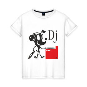 Женская футболка хлопок с принтом Dj (9) в Новосибирске, 100% хлопок | прямой крой, круглый вырез горловины, длина до линии бедер, слегка спущенное плечо | dj | вертушки | диджей | клубные | пластинки | прикольные