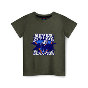 Детская футболка хлопок с принтом WWE John Cena Never Give Up в Новосибирске, 100% хлопок | круглый вырез горловины, полуприлегающий силуэт, длина до линии бедер | wwe | бои без правил | джон сина