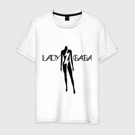 Мужская футболка хлопок с принтом Lady Gaga (7) в Новосибирске, 100% хлопок | прямой крой, круглый вырез горловины, длина до линии бедер, слегка спущенное плечо. | Тематика изображения на принте: 