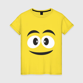 Женская футболка хлопок с принтом Жёлтый смайл в Новосибирске, 100% хлопок | прямой крой, круглый вырез горловины, длина до линии бедер, слегка спущенное плечо | smile | желтый | лицо | рожа | смайл | смайлик | улыбка