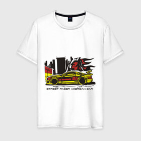 Мужская футболка хлопок с принтом Street racing car (3) в Новосибирске, 100% хлопок | прямой крой, круглый вырез горловины, длина до линии бедер, слегка спущенное плечо. | street racing | автогонки | автосопрт | гонки | стритрейсинг | тачки | тюнинг | уличные гонки