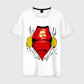 Мужская футболка хлопок с принтом Мой кумир Fidel Castro в Новосибирске, 100% хлопок | прямой крой, круглый вырез горловины, длина до линии бедер, слегка спущенное плечо. | Тематика изображения на принте: fidel castro | кастро | кумир | мой кумир | мой кумир fidel castro | фидель | фидель кастро