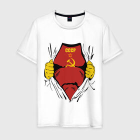 Мужская футболка хлопок с принтом Рожденный в СССР в Новосибирске, 100% хлопок | прямой крой, круглый вырез горловины, длина до линии бедер, слегка спущенное плечо. | молот | рожден | рожденный | серп | советский | социализм | союз | ссср