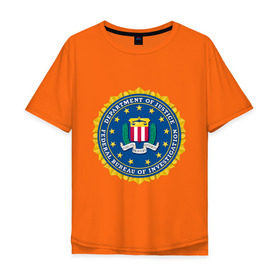 Мужская футболка хлопок Oversize с принтом FBI (Fidelity Bravery Intergrity) в Новосибирске, 100% хлопок | свободный крой, круглый ворот, “спинка” длиннее передней части | Тематика изображения на принте: 