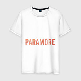 Мужская футболка хлопок с принтом Paramore orange logo в Новосибирске, 100% хлопок | прямой крой, круглый вырез горловины, длина до линии бедер, слегка спущенное плечо. | Тематика изображения на принте: paramore | rock | группы | логотип | рок
