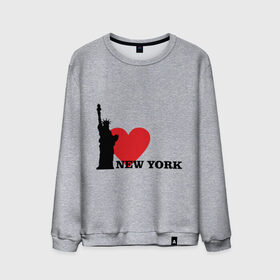 Мужской свитшот хлопок с принтом I love New York (NY Freedom) в Новосибирске, 100% хлопок |  | america | cша | new york | usa | америка | нью йорк | статуя свободы