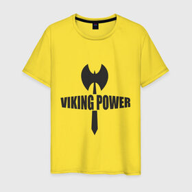 Мужская футболка хлопок с принтом Viking power в Новосибирске, 100% хлопок | прямой крой, круглый вырез горловины, длина до линии бедер, слегка спущенное плечо. | viking power