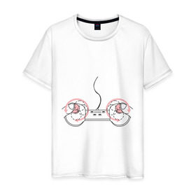 Мужская футболка хлопок с принтом Джойстик в Новосибирске, 100% хлопок | прямой крой, круглый вырез горловины, длина до линии бедер, слегка спущенное плечо. | джойстик | игра | играть | компьютер | управление
