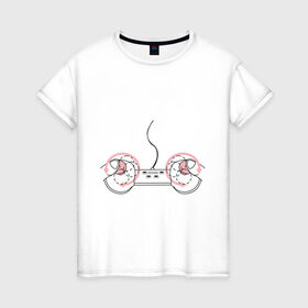 Женская футболка хлопок с принтом Джойстик в Новосибирске, 100% хлопок | прямой крой, круглый вырез горловины, длина до линии бедер, слегка спущенное плечо | джойстик | игра | играть | компьютер | управление