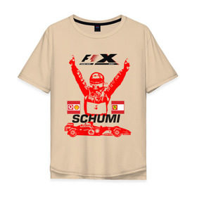 Мужская футболка хлопок Oversize с принтом F1 X Schumaher в Новосибирске, 100% хлопок | свободный крой, круглый ворот, “спинка” длиннее передней части | формула 1
