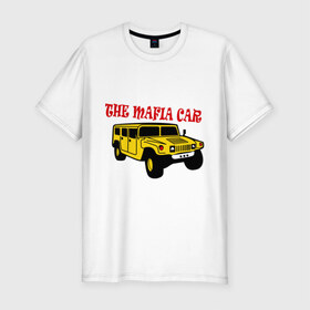 Мужская футболка премиум с принтом Mafia car в Новосибирске, 92% хлопок, 8% лайкра | приталенный силуэт, круглый вырез ворота, длина до линии бедра, короткий рукав | бандиты | внедорожник | гангстеры | мафия | машина | тачила | тачка