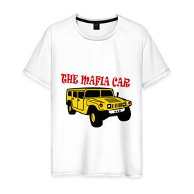 Мужская футболка хлопок с принтом Mafia car в Новосибирске, 100% хлопок | прямой крой, круглый вырез горловины, длина до линии бедер, слегка спущенное плечо. | бандиты | внедорожник | гангстеры | мафия | машина | тачила | тачка