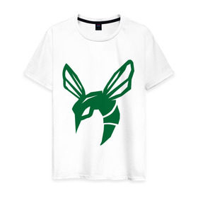Мужская футболка хлопок с принтом Зелёный шершень в Новосибирске, 100% хлопок | прямой крой, круглый вырез горловины, длина до линии бедер, слегка спущенное плечо. | Тематика изображения на принте: green hornet   зелёный шершень. супер герой из комиксов.зелёный шершень | насекомые | оса | осы | шершень