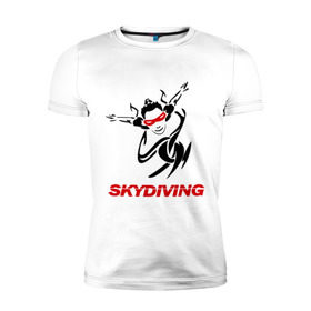 Мужская футболка премиум с принтом Skydiving (1) в Новосибирске, 92% хлопок, 8% лайкра | приталенный силуэт, круглый вырез ворота, длина до линии бедра, короткий рукав | skydiving | авиационный спорт | парашют | парашютизм | свободное падение | скайдайвинг
