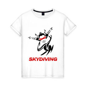 Женская футболка хлопок с принтом Skydiving (1) в Новосибирске, 100% хлопок | прямой крой, круглый вырез горловины, длина до линии бедер, слегка спущенное плечо | skydiving | авиационный спорт | парашют | парашютизм | свободное падение | скайдайвинг