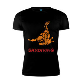 Мужская футболка премиум с принтом Skydiving (2) в Новосибирске, 92% хлопок, 8% лайкра | приталенный силуэт, круглый вырез ворота, длина до линии бедра, короткий рукав | skydiving | авиационный спорт | парашют | парашютизм | свободное падение | скайдайвинг