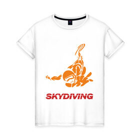 Женская футболка хлопок с принтом Skydiving (2) в Новосибирске, 100% хлопок | прямой крой, круглый вырез горловины, длина до линии бедер, слегка спущенное плечо | skydiving | авиационный спорт | парашют | парашютизм | свободное падение | скайдайвинг
