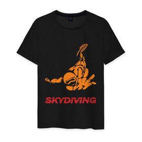Мужская футболка хлопок с принтом Skydiving (2) в Новосибирске, 100% хлопок | прямой крой, круглый вырез горловины, длина до линии бедер, слегка спущенное плечо. | Тематика изображения на принте: skydiving | авиационный спорт | парашют | парашютизм | свободное падение | скайдайвинг