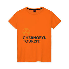 Женская футболка хлопок с принтом Chernobyl tourist в Новосибирске, 100% хлопок | прямой крой, круглый вырез горловины, длина до линии бедер, слегка спущенное плечо | chernobyl tourist | аэс | радиация | турист | чернобыль