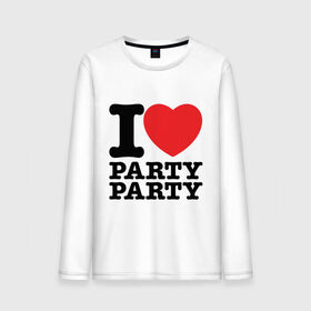 Мужской лонгслив хлопок с принтом I Love Party в Новосибирске, 100% хлопок |  | i love | party | вечеринка | диско | дискотека | люблю тусоваться | танцы | туса | тусить | тусовка | я люблю