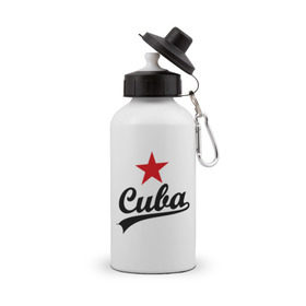 Бутылка спортивная с принтом Куба - Cuba в Новосибирске, металл | емкость — 500 мл, в комплекте две пластиковые крышки и карабин для крепления | звезда | куба | надпись | остров свободы