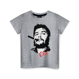 Детская футболка хлопок с принтом Че Гевара с сигарой в Новосибирске, 100% хлопок | круглый вырез горловины, полуприлегающий силуэт, длина до линии бедер | che | guevara | гевара | куба | личность | революция | че