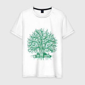 Мужская футболка хлопок с принтом Экология в Новосибирске, 100% хлопок | прямой крой, круглый вырез горловины, длина до линии бедер, слегка спущенное плечо. | дерево | орнамент | узор
