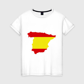 Женская футболка хлопок с принтом Испания (Spain) в Новосибирске, 100% хлопок | прямой крой, круглый вырез горловины, длина до линии бедер, слегка спущенное плечо | spain | государство | европа | европейский | испания | карта | мадрид | флаг