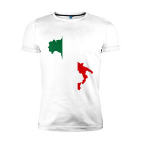 Мужская футболка премиум с принтом Италия (Italy) в Новосибирске, 92% хлопок, 8% лайкра | приталенный силуэт, круглый вырез ворота, длина до линии бедра, короткий рукав | Тематика изображения на принте: italy | государство | европа | европейский | италия | карта | рим | флаг