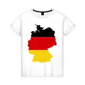 Женская футболка хлопок с принтом Германия (Germany) в Новосибирске, 100% хлопок | прямой крой, круглый вырез горловины, длина до линии бедер, слегка спущенное плечо | germany | германия | государство | европа | европейский | немцы | флаг