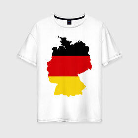 Женская футболка хлопок Oversize с принтом Германия (Germany) в Новосибирске, 100% хлопок | свободный крой, круглый ворот, спущенный рукав, длина до линии бедер
 | germany | германия | государство | европа | европейский | немцы | флаг