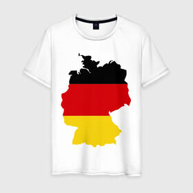 Мужская футболка хлопок с принтом Германия (Germany) в Новосибирске, 100% хлопок | прямой крой, круглый вырез горловины, длина до линии бедер, слегка спущенное плечо. | germany | германия | государство | европа | европейский | немцы | флаг