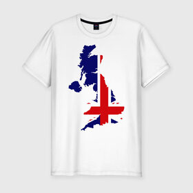 Мужская футболка премиум с принтом Великобритания (Great Britain) в Новосибирске, 92% хлопок, 8% лайкра | приталенный силуэт, круглый вырез ворота, длина до линии бедра, короткий рукав | great britain | англия | британия | британский | великобритания | королевский | флаг