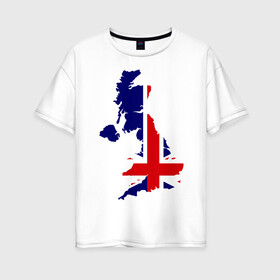 Женская футболка хлопок Oversize с принтом Великобритания (Great Britain) в Новосибирске, 100% хлопок | свободный крой, круглый ворот, спущенный рукав, длина до линии бедер
 | great britain | англия | британия | британский | великобритания | королевский | флаг