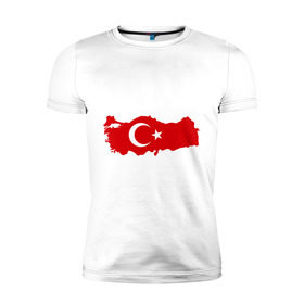 Мужская футболка премиум с принтом Турция (Turkey) в Новосибирске, 92% хлопок, 8% лайкра | приталенный силуэт, круглый вырез ворота, длина до линии бедра, короткий рукав | turkey | символ | страна | турция | флаг