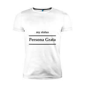 Мужская футболка премиум с принтом Persona Grata в Новосибирске, 92% хлопок, 8% лайкра | приталенный силуэт, круглый вырез ворота, длина до линии бедра, короткий рукав | club | persona grata | клуб | персона грата | статус