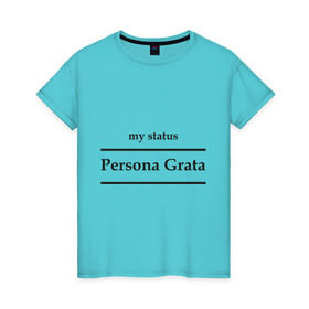 Женская футболка хлопок с принтом Persona Grata в Новосибирске, 100% хлопок | прямой крой, круглый вырез горловины, длина до линии бедер, слегка спущенное плечо | club | persona grata | клуб | персона грата | статус