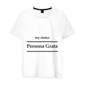 Мужская футболка хлопок с принтом Persona Grata в Новосибирске, 100% хлопок | прямой крой, круглый вырез горловины, длина до линии бедер, слегка спущенное плечо. | club | persona grata | клуб | персона грата | статус