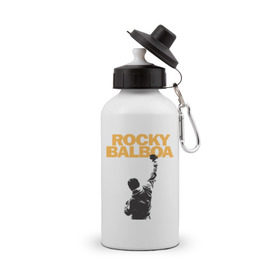 Бутылка спортивная с принтом Рокки (Rocky Balboa) в Новосибирске, металл | емкость — 500 мл, в комплекте две пластиковые крышки и карабин для крепления | емельяненко